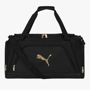 Puma Men's Black and Gold Duffel Bag